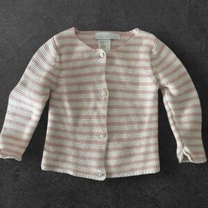 ELEGANT BABY GIRLS PINK WHITE SWEATER CARDIGAN TOP SHIRT BABY KIDS SIZE 12 MTHS